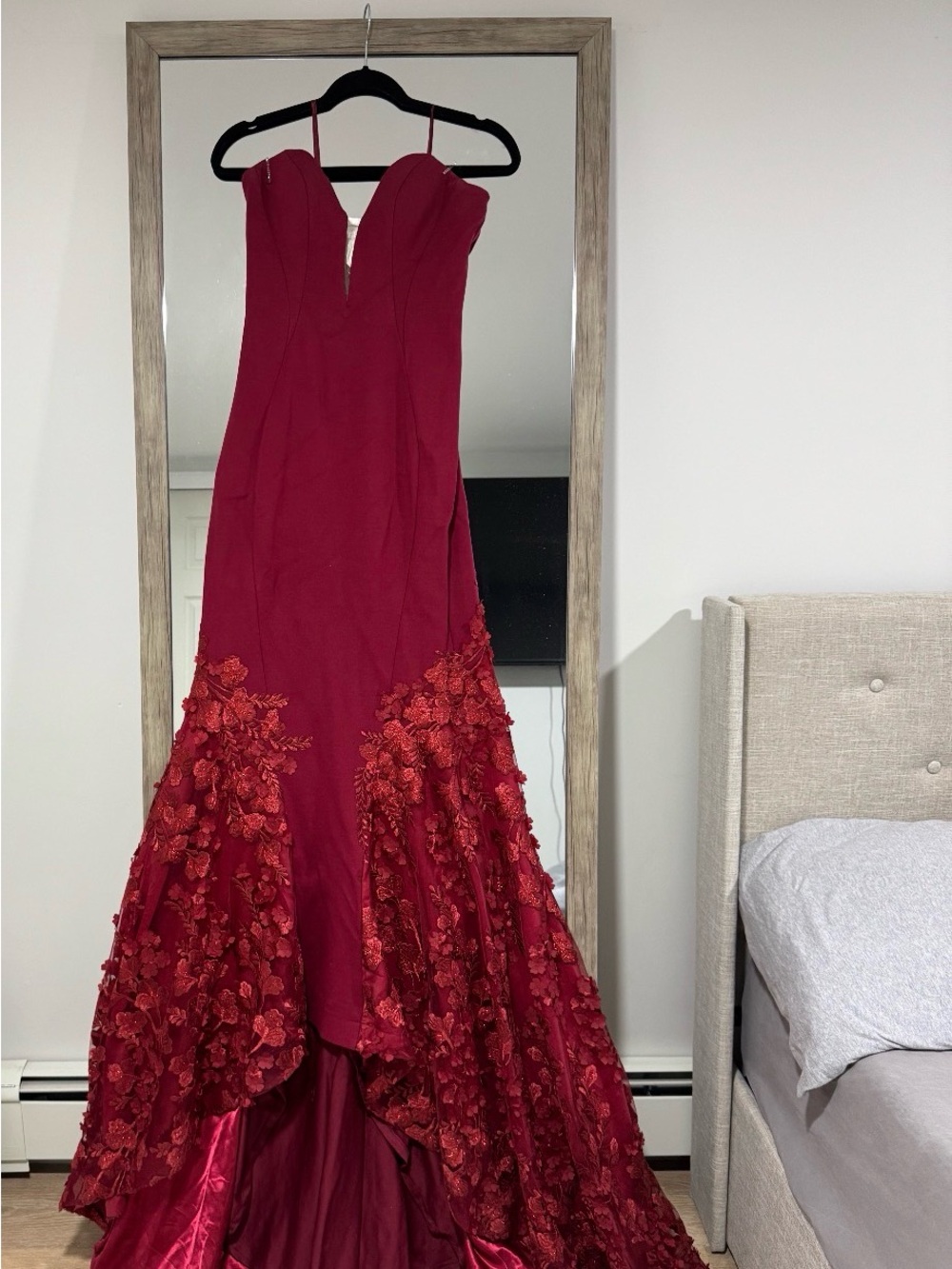 Camilla Crimson Floral Appliqué Mermaid Gown